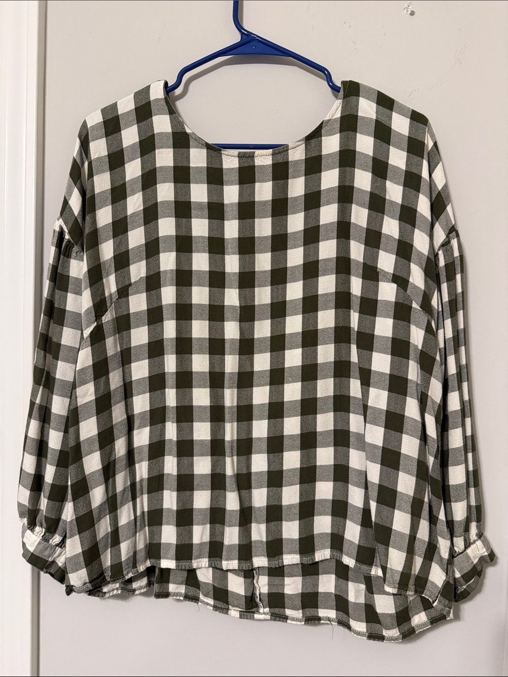 Classic Olive Gingham Women's Blouse
